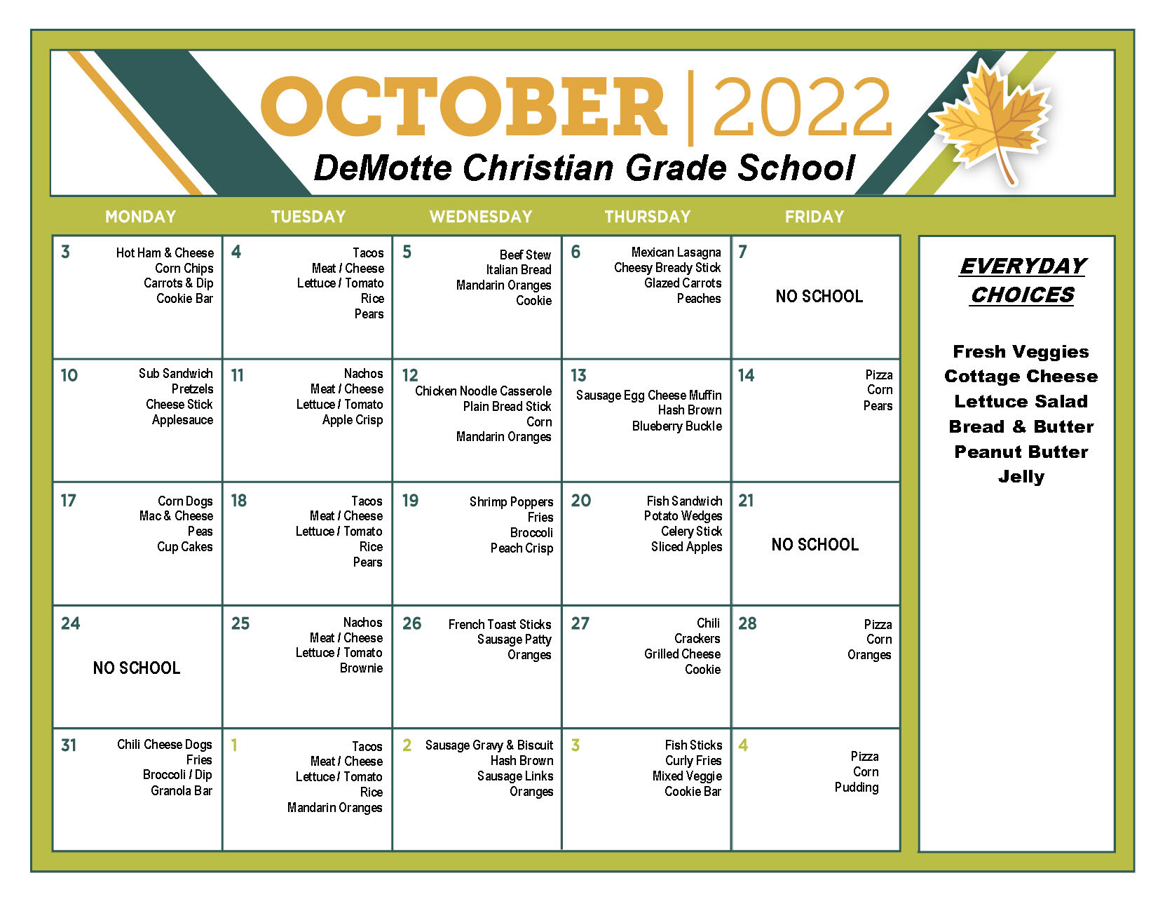 Lunch Demotte Christian School